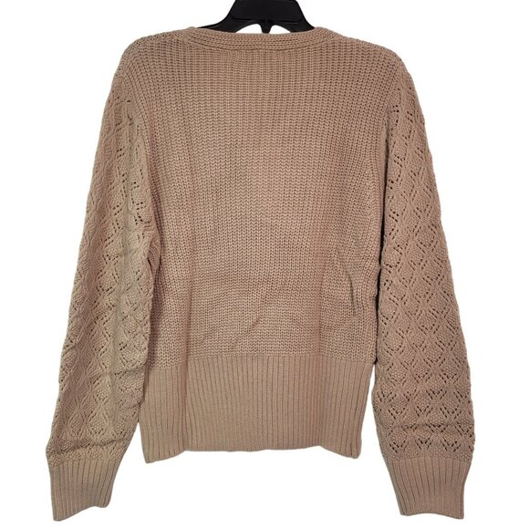 Kate Kasin Women's Long Sleeves Beige Knit Button-Up Pullover Cardigan X-Large - Picture 2 of 9